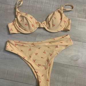 yellow and pink flower aurelle bikini